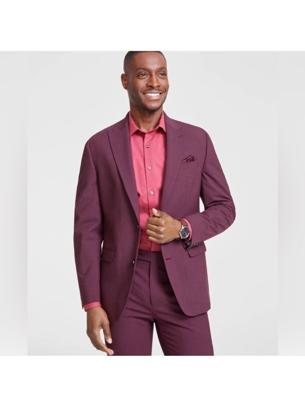 Bar III Mens Skinny Fit Sport Coat Suit Jacket Blazer in Red Wool NWT